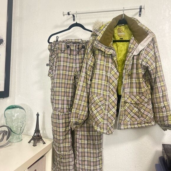 Liquid Boardwear Plaid snowboarding Jacket and Pants Set size XL/TG - Picture 1 of 12